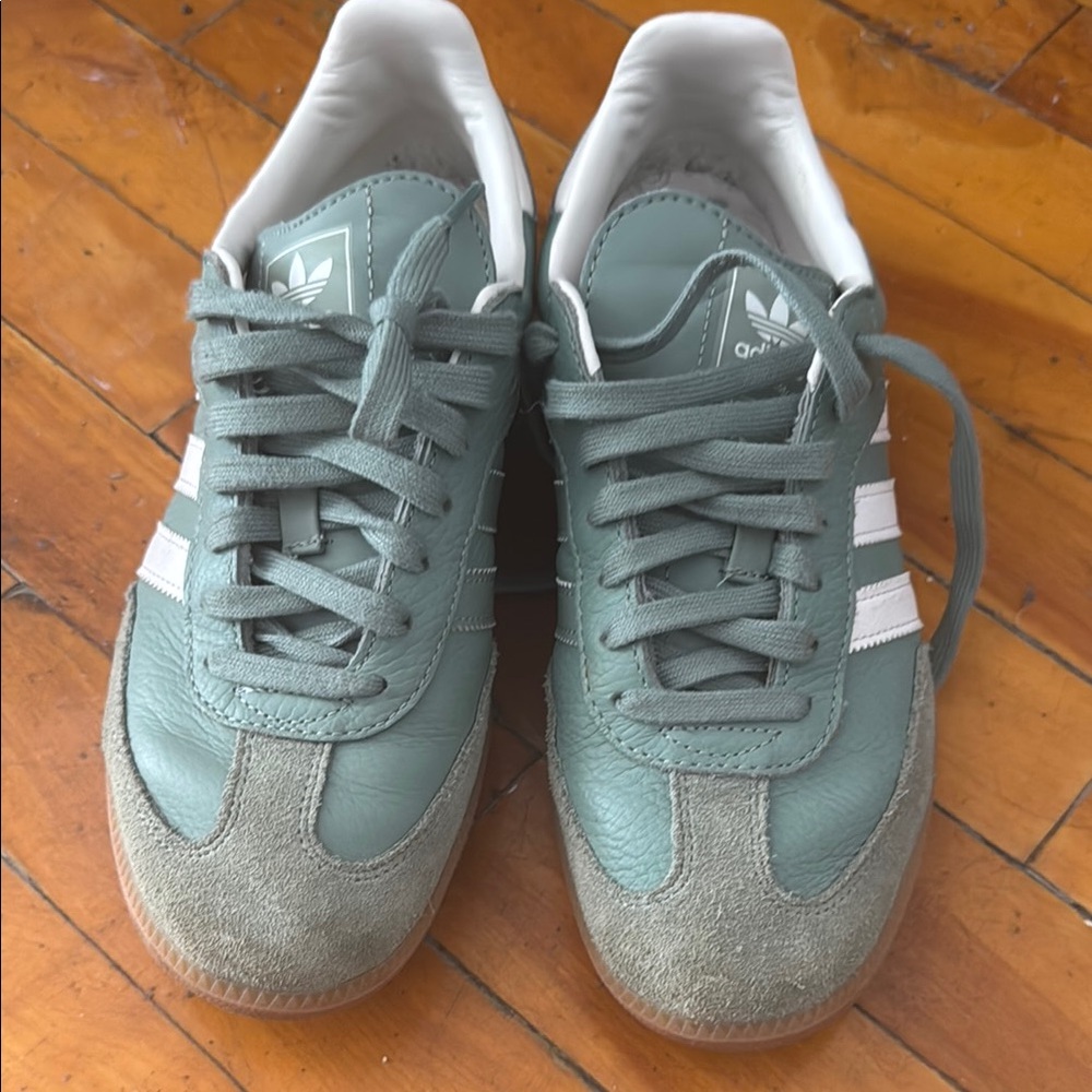 Adidas Samba Sneakers in Green and White